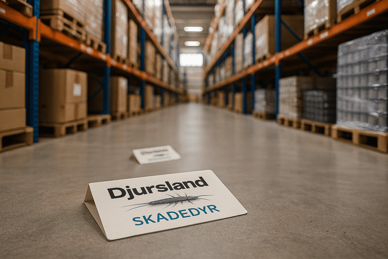 Skægkræ monitorering på lager med limfælder nær reoler og papkasser