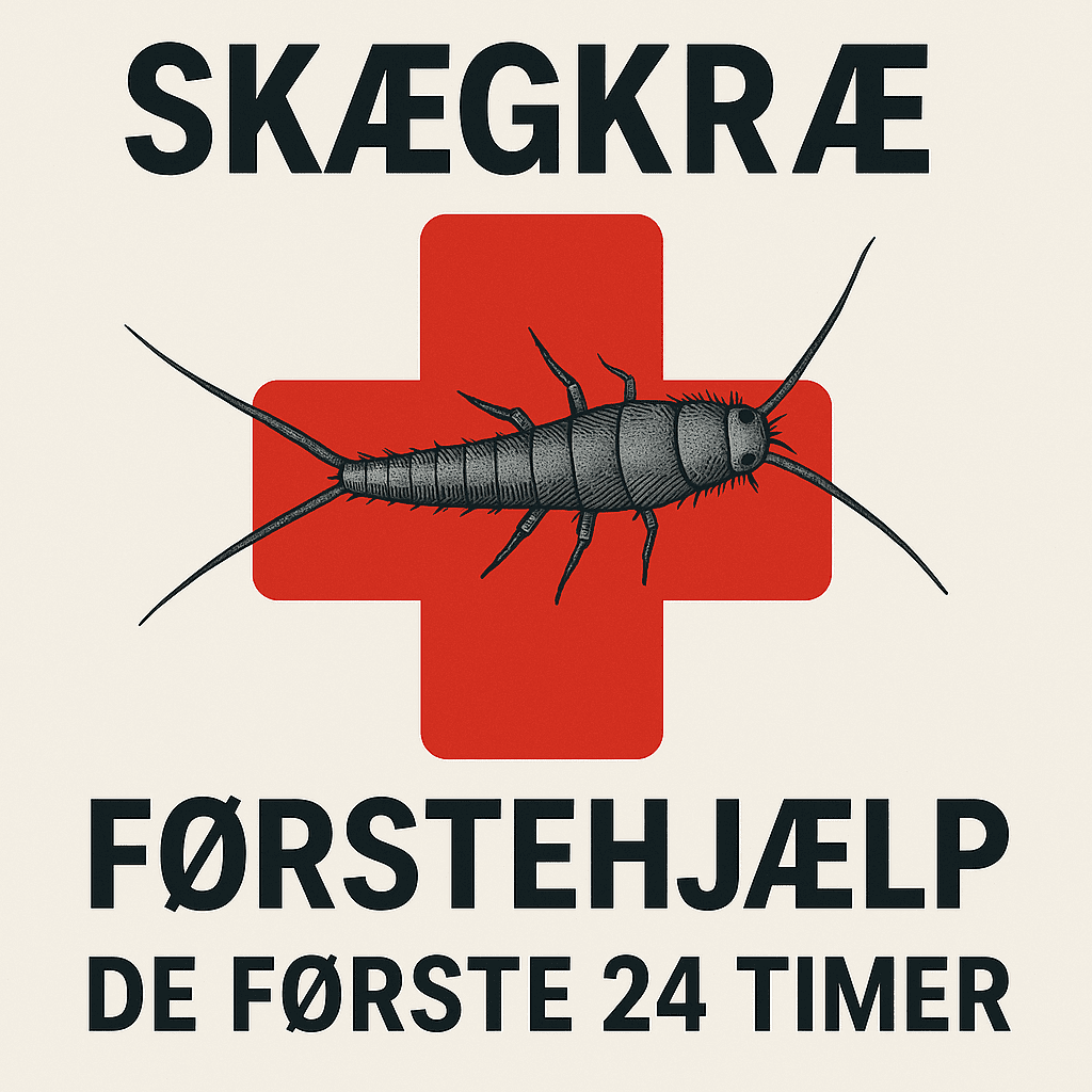 Tidslinje, der viser hvad du skal gøre de første 24 timer, efter du har opdaget skægkræ i hjemmet