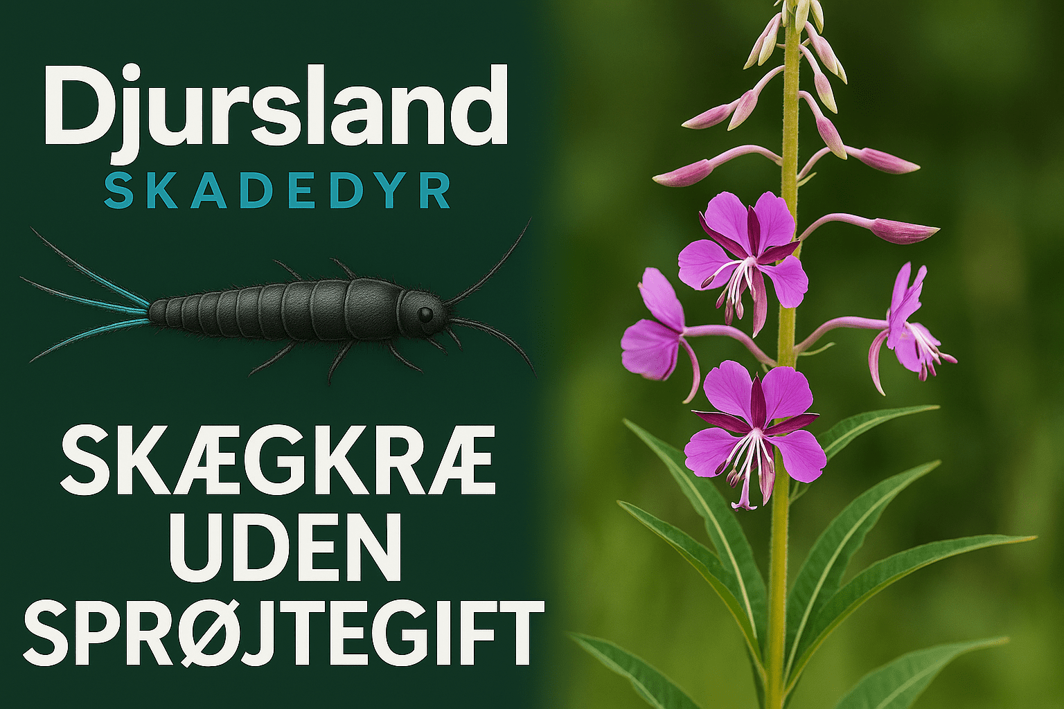 Illustration af giftfri bekæmpelse af skægkræ med fælder, rengøring og forebyggelse.