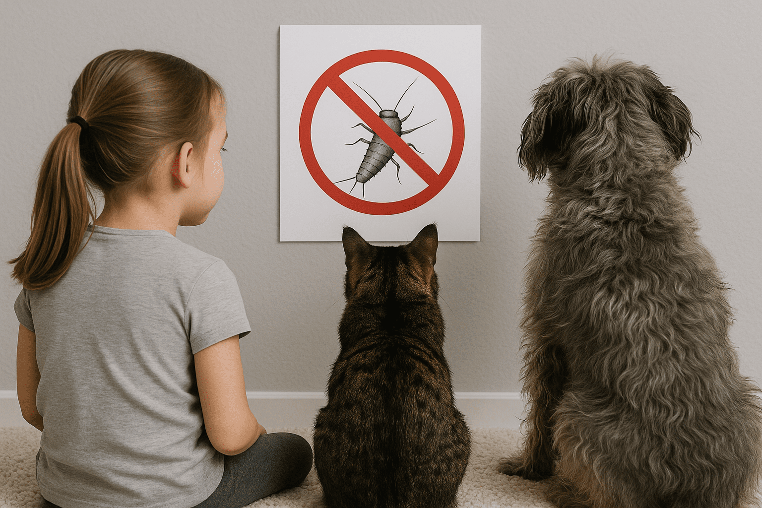 Barn og hund i hjem hvor der tages hensyn til bekæmpelse af skægkræ