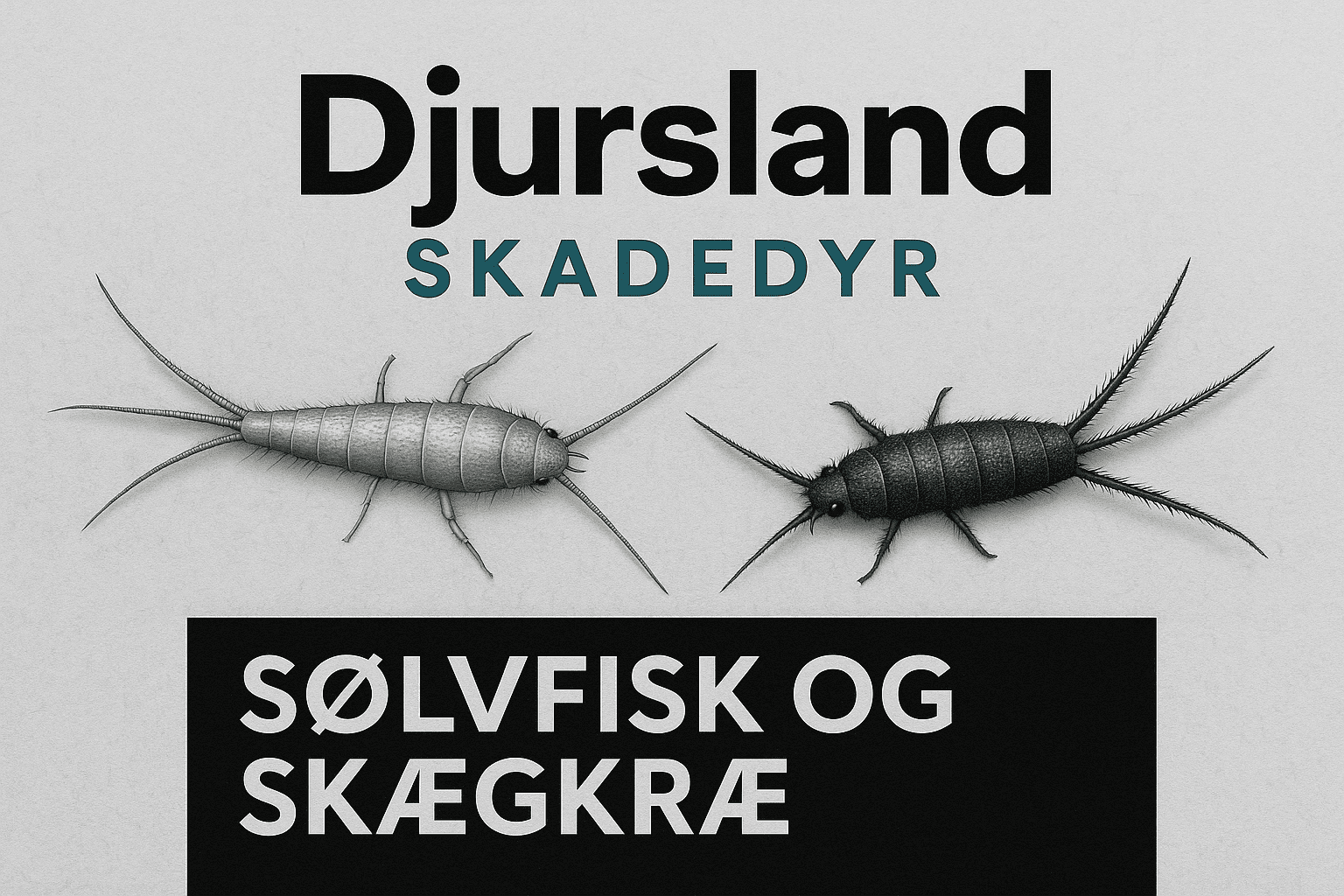 Illustration, der sammenligner sølvfisk og skægkræ og fremhæver forskelle i form og udseende.